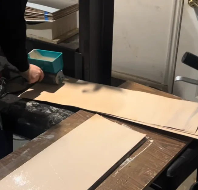 Pressing and gluing 7-ply maple layers